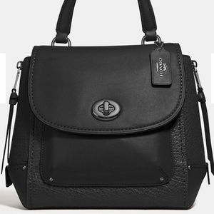 Coach Faye Backpack in black mixed leather and gunmetal hardware